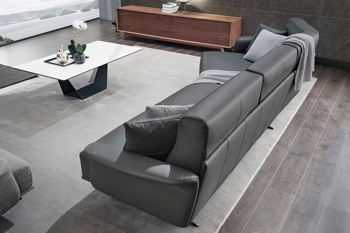 GS9012 Minimalist Modern L Shape Leather Sofa