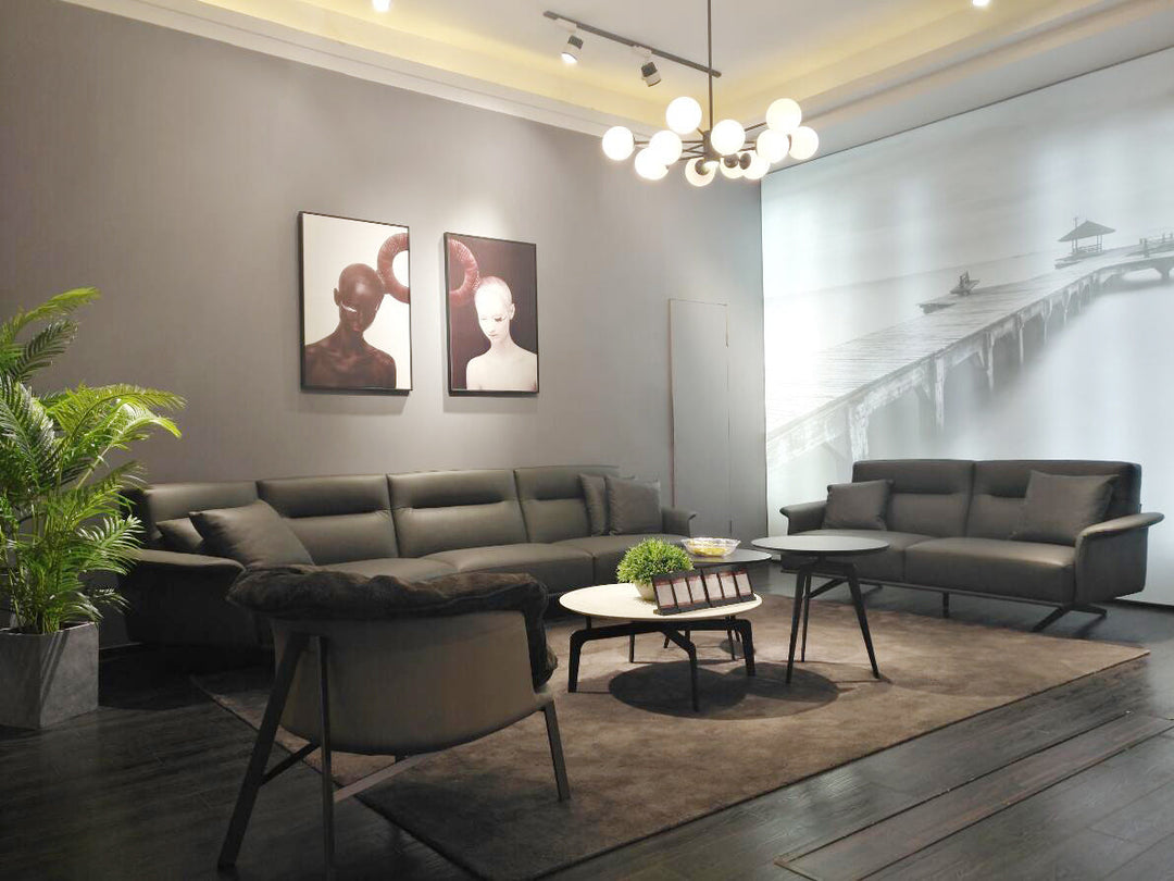 GS9012 Minimalist Modern L Shape Leather Sofa