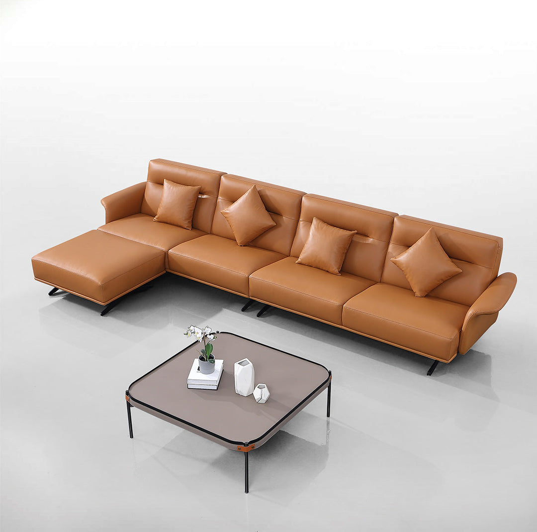 GS9012 Minimalist Modern L Shape Leather Sofa