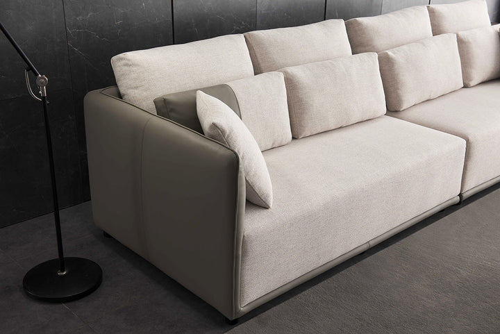 GS9032 Fabric & Leather 3 seater sofa