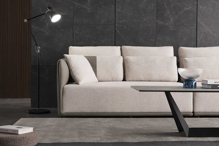 GS9032 Fabric & Leather 3 seater sofa