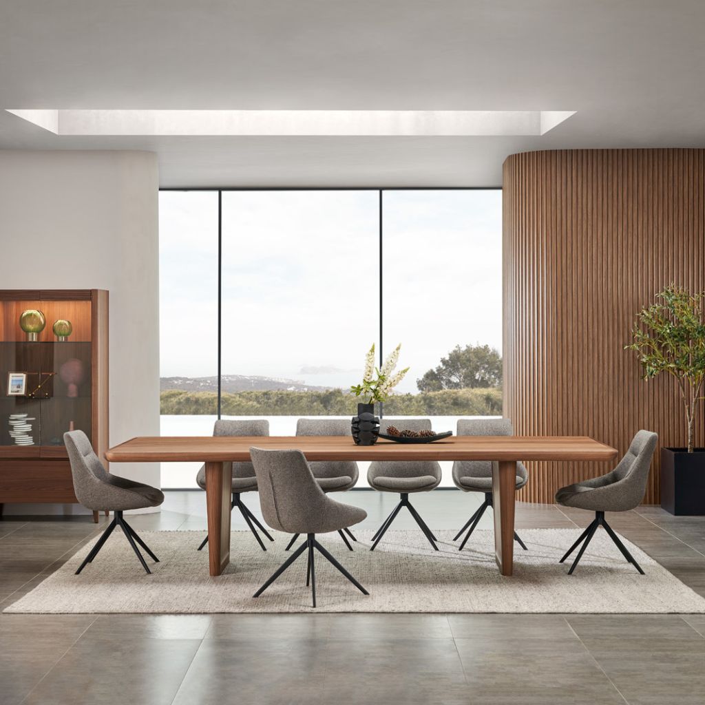 Holland Dining Table in American Walnut veneer with a curved edge