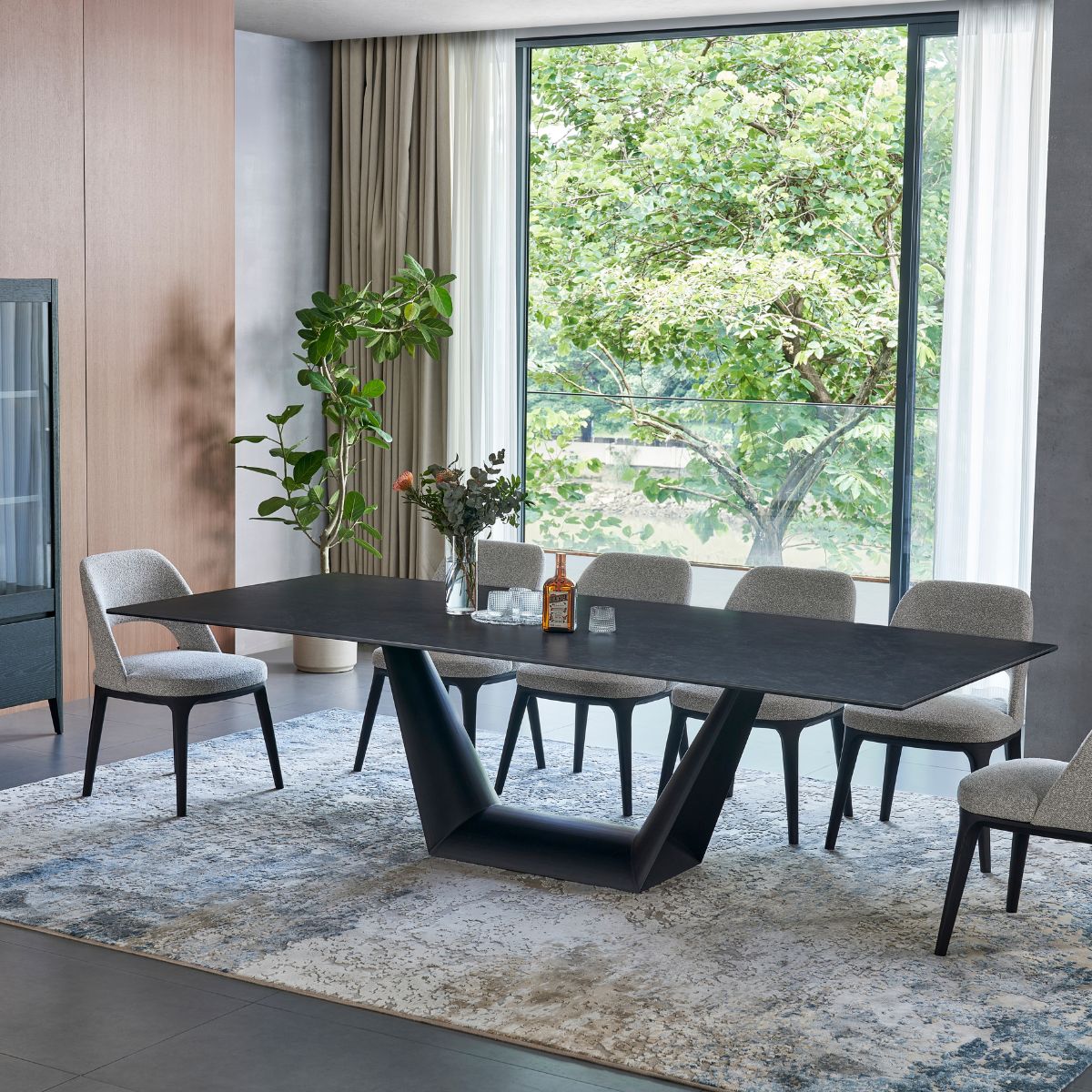 Kai Dining Table detail of the black steel base