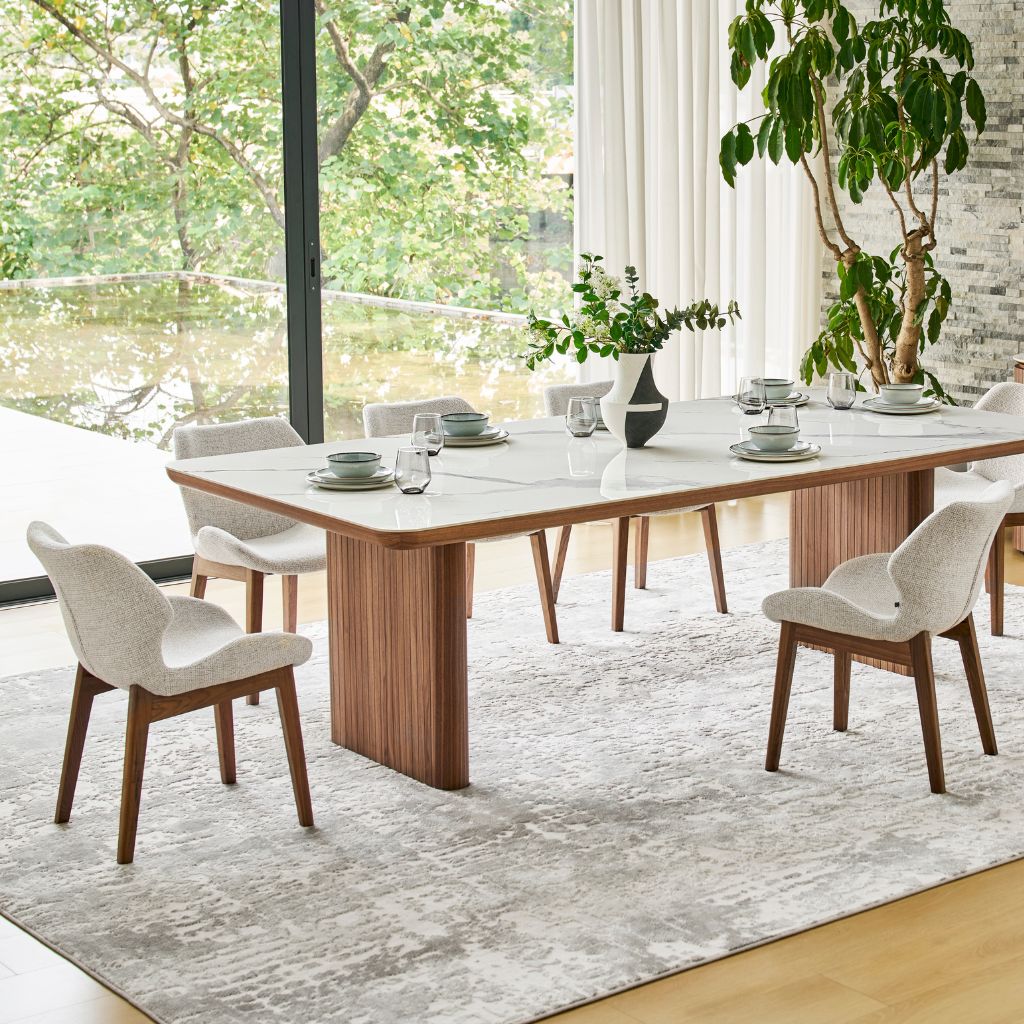 Viva Walnut Dining Chair full view showing the balanced design