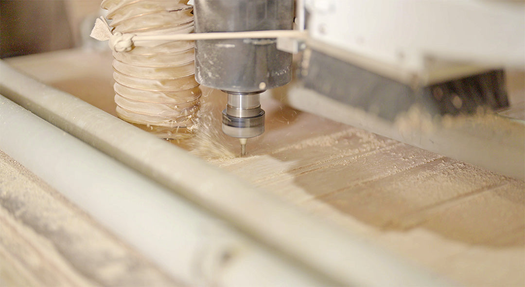 CNC router cutting timber in the Gainsville wood workshop